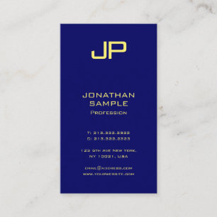 Modern Minimalist Elegant Gold Look Font Navy Blue Business Card