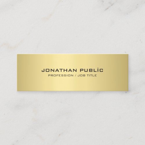 Modern Minimalist Elegant Gold Look Simple Plain Mini Business Card