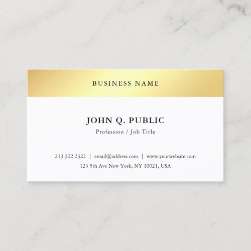 Modern Minimalist Elegant Gold Look Template Business Card