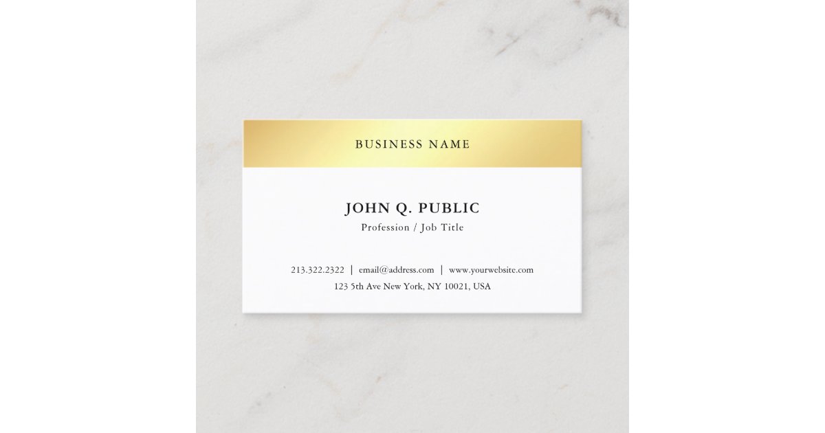 Modern Minimalist Elegant Gold Look Template Business Card | Zazzle