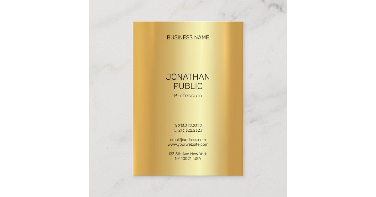 Modern Minimalist Elegant Gold Look Template Business Card | Zazzle