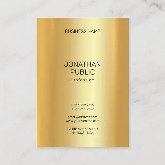 Modern Minimalist Elegant Gold Look Template Business Card | Zazzle