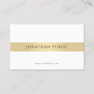 Modern Minimalist Elegant Gold White Professional Business Card