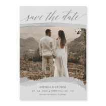 Modern Minimalist Elegant Gray Photo Save the Date