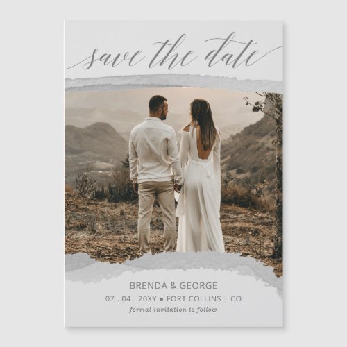 Modern Minimalist Elegant Gray Photo Save the Date