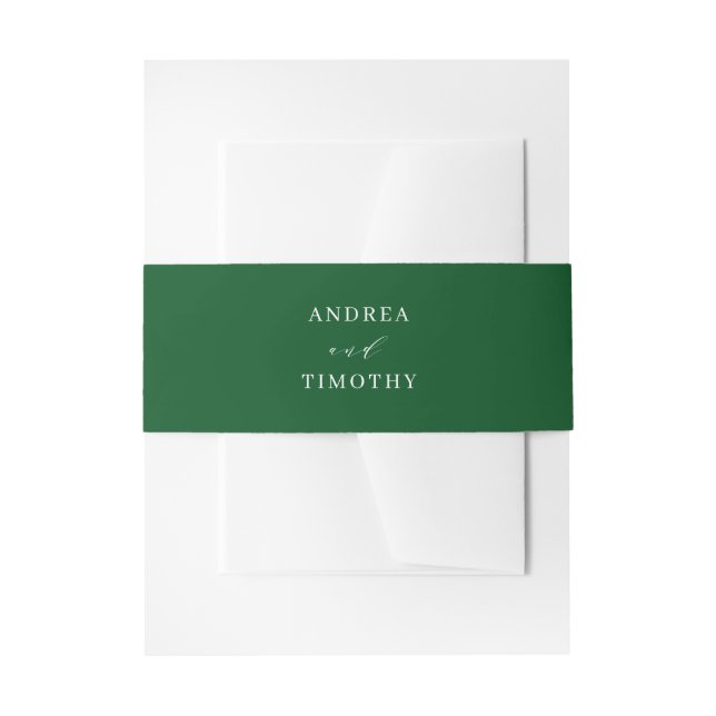 Modern Minimalist Elegant Green Wedding Invitation Belly Band (Front Example)