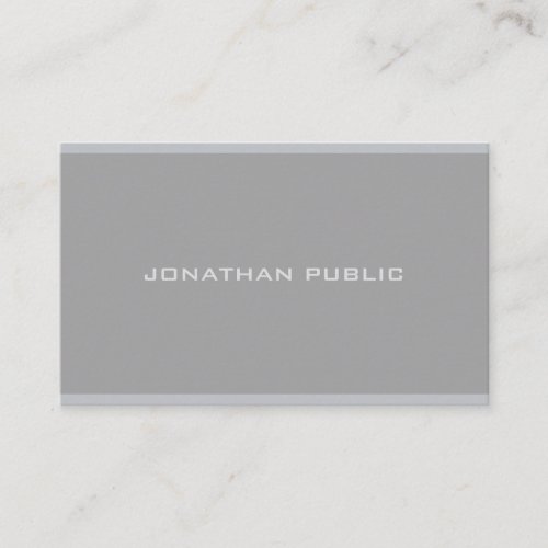 Modern Minimalist Elegant Grey Plain Professional Business Card