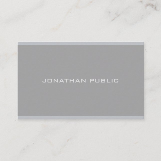 Modern Minimalist Elegant Grey Plain Professional Business Card (Front)