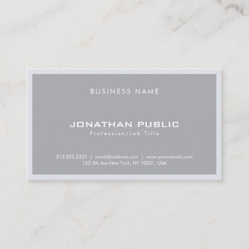 Modern Minimalist Elegant Grey Plain Simple Cool Business Card