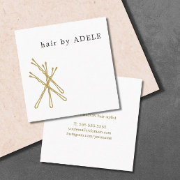 Modern Minimalist Elegant Hair Stylist Square Business Card