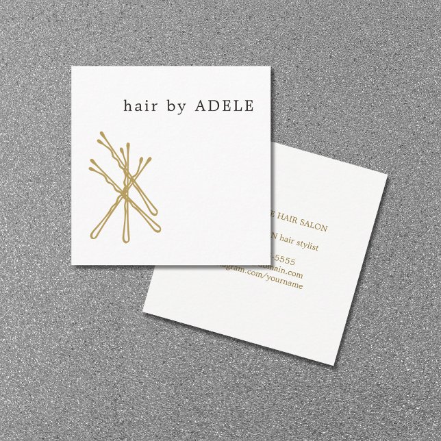 Modern Minimalist Elegant Hair Stylist Square Business Card (Creator Uploaded)