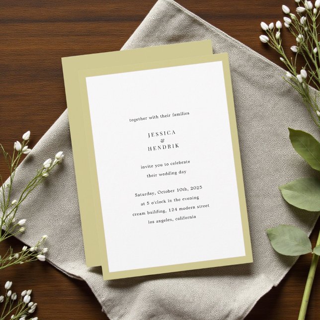Modern Minimalist Elegant Lime Green Wedding Invitation (Creator Uploaded)