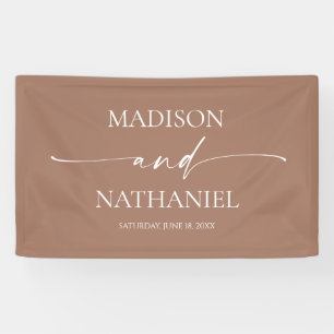 Modern Minimalist Elegant Mocha Mousse Wedding Banner