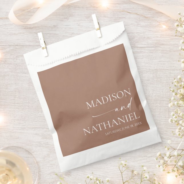 Modern Minimalist Elegant Mocha Mousse Wedding Favor Bag (Clipped)