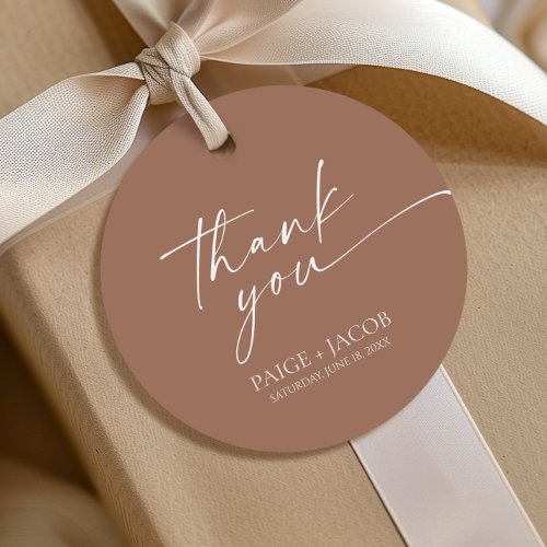 Modern Minimalist Elegant Mocha Mousse Wedding Favor Tags