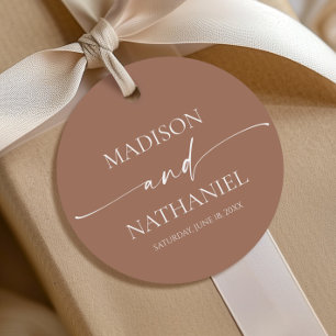 Modern Minimalist Elegant Mocha Mousse Wedding Favor Tags