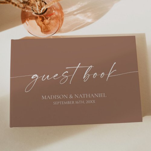 Modern Minimalist Elegant Mocha Mousse Wedding Guest Book