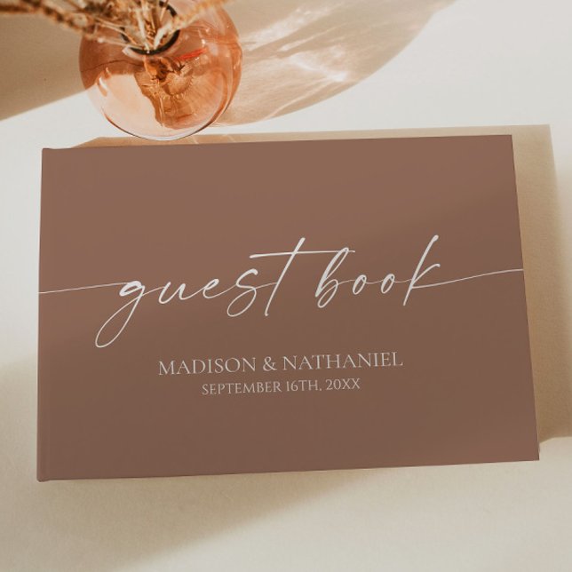 Modern Minimalist Elegant Mocha Mousse Wedding Guest Book (Creator Uploaded)