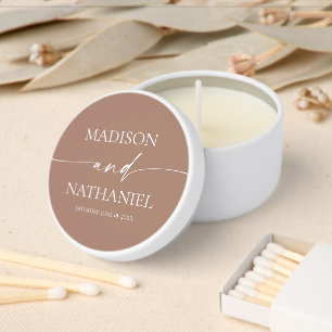 Modern Minimalist Elegant Mocha Mousse Wedding Mini Candle Favors