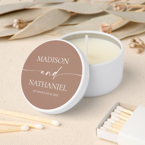 Modern Minimalist Elegant Mocha Mousse Wedding Mini Candle Favors
