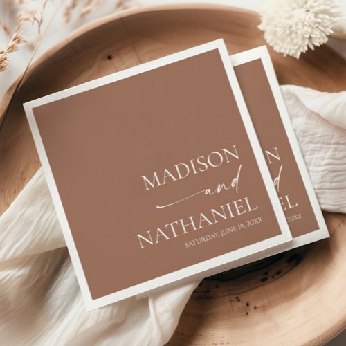 Modern Minimalist Elegant Mocha Mousse Wedding Napkins