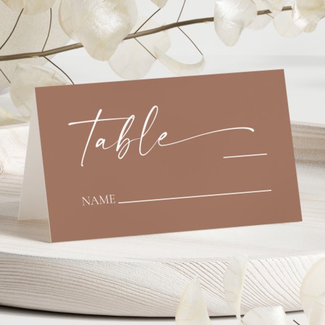 Modern Minimalist Elegant Mocha Mousse Wedding Place Card (Creator Uploaded)