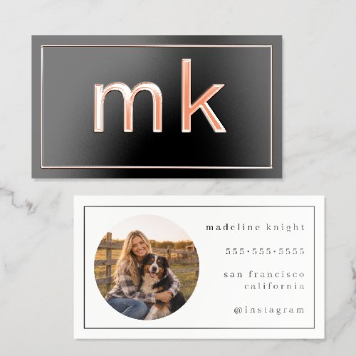 Modern Minimalist Elegant Monogram Design Foil Business Cards