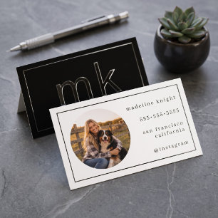 Modern Minimalist Elegant Monogram Design Raised Spot UV Business Card