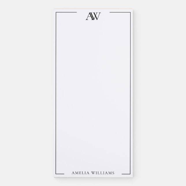 Modern Minimalist Elegant Monogram Magnetic Notepad (Front)