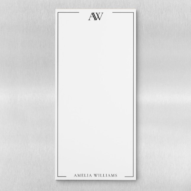 Modern Minimalist Elegant Monogram Magnetic Notepad (Creator Uploaded)