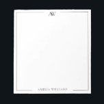 Modern Minimalist Elegant Monogram Notepad<br><div class="desc">Create your own personalized notepad with elegant minimalist monogram initials in black and white color.</div>