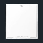 Modern Minimalist Elegant Monogram Notepad<br><div class="desc">Create your own personalized notepad with elegant minimalist monogram initials in black and white color.</div>