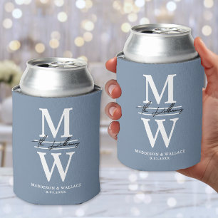 Modern Minimalist Elegant Monogram Wedding Can Cooler