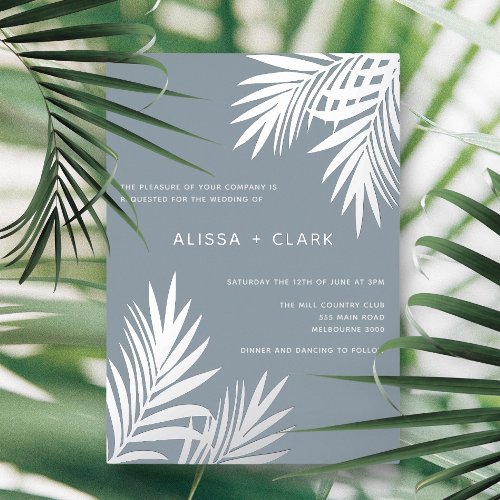 Modern Minimalist Elegant Palm Fronds Wedding Foil Foil Invitation