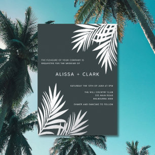 Modern Minimalist Elegant Palm Fronds Wedding Foil Invitation