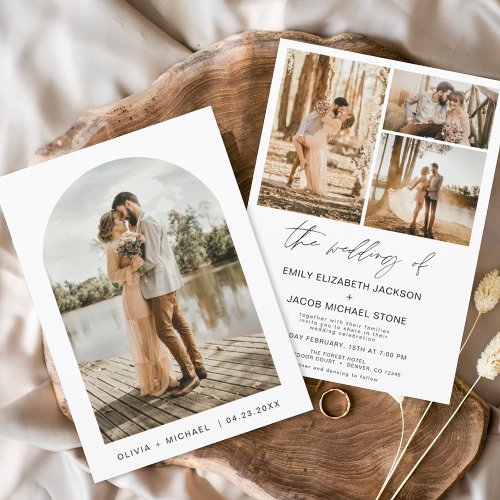 Modern Minimalist Elegant Photo Arch Wedding Invitation