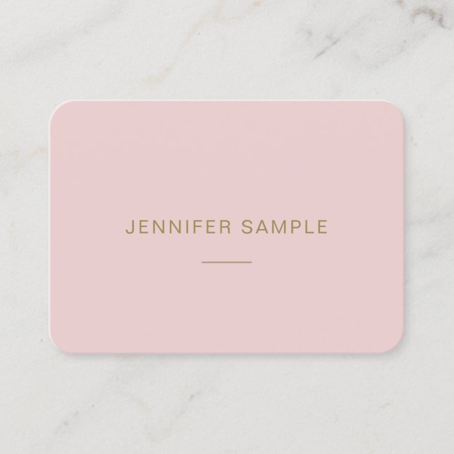 Modern Minimalist Elegant Pink Gold Template Luxe Business Card (Front)