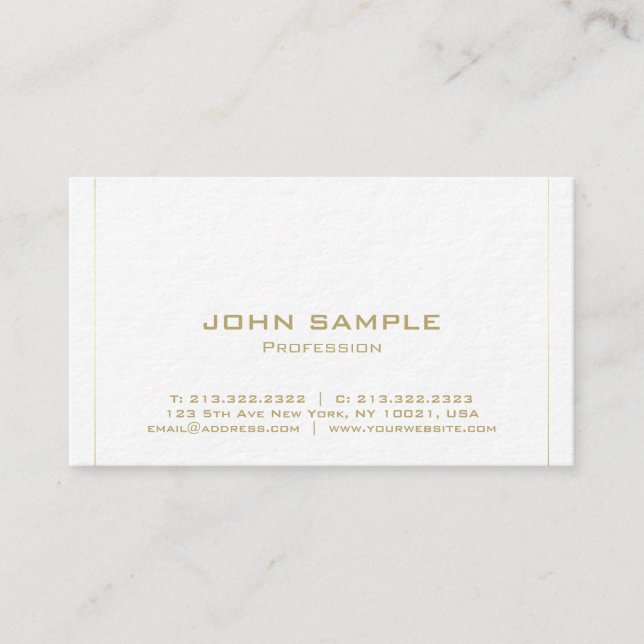 Modern Minimalist Elegant Plain Premium Luxury Business Card (Front)