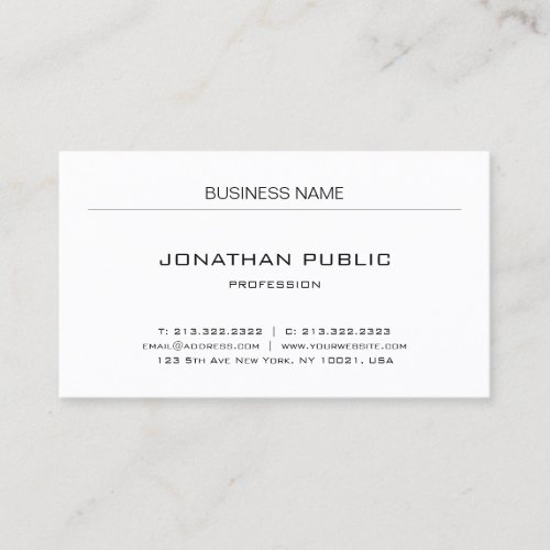 Modern Minimalist Elegant Plain Professional Business Card