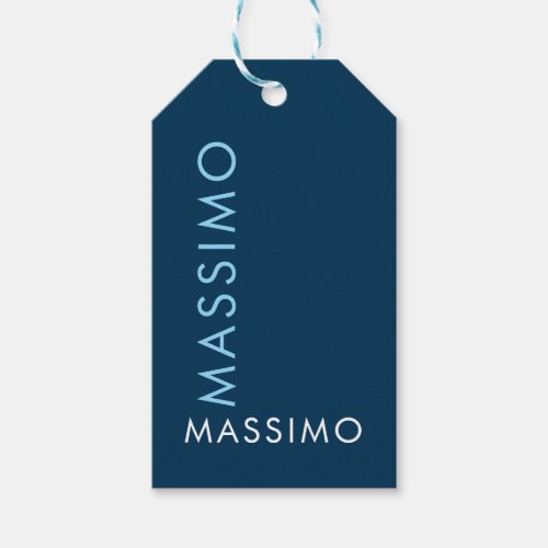 Modern Minimalist Elegant Plain Prussian Blue Name Gift Tags