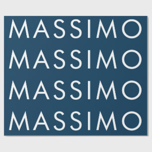 Modern Minimalist Elegant Plain Prussian Blue Name Wrapping Paper