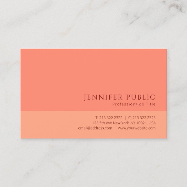 Modern Minimalist Elegant Professional Apricose Business Card (Front)