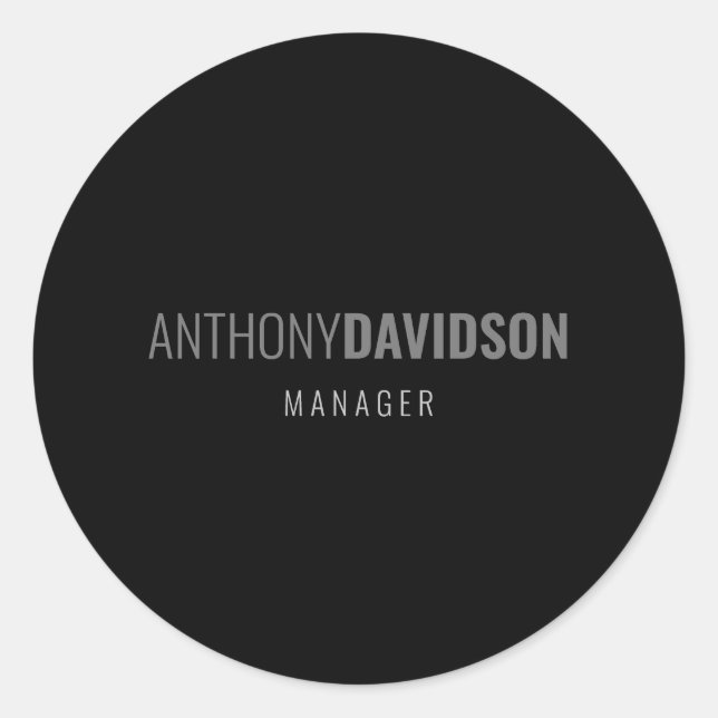 Modern Minimalist Elegant Professional Black Classic Round Sticker (Front)