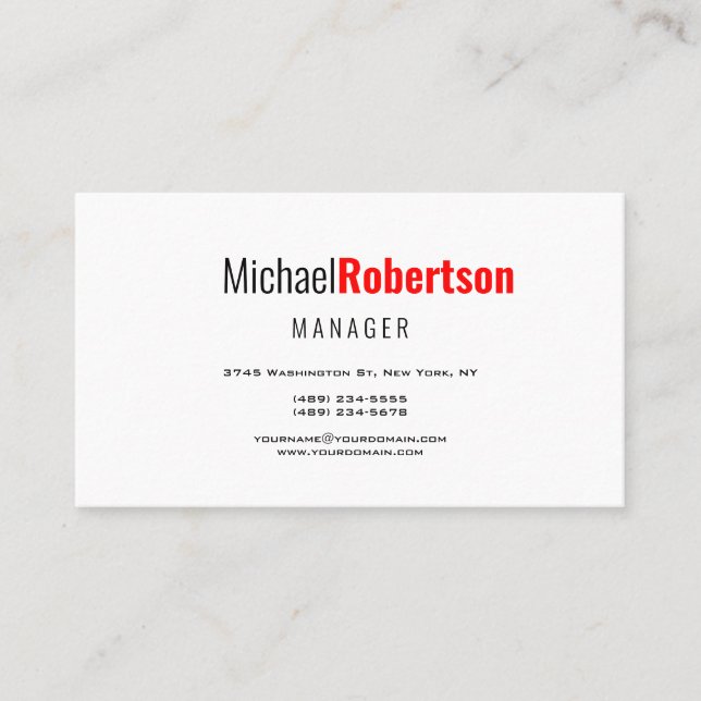 Modern Minimalist Elegant Professional Business Card (Front)
