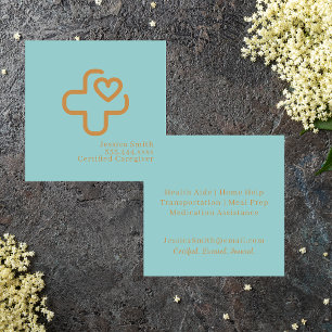 Modern Minimalist Elegant Professional Caregiver Square Business Card