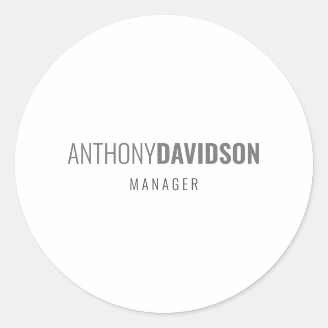 Modern Minimalist Elegant Professional Classic Round Sticker (Front)