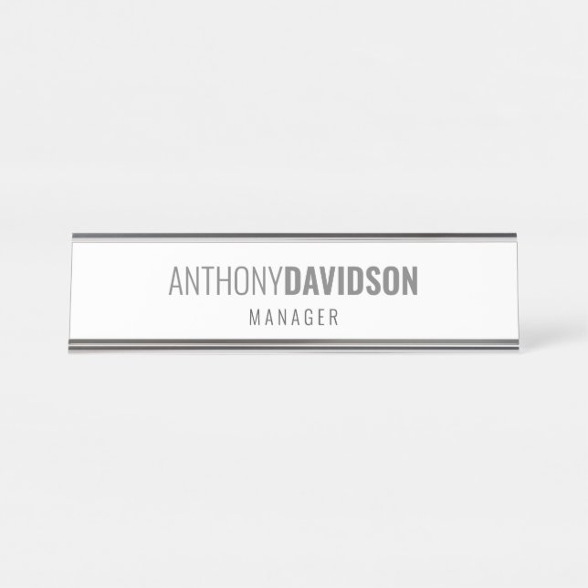 Modern Minimalist Elegant Professional Desk Name Plate (Front)