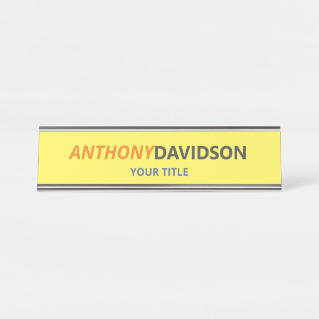 Modern Minimalist Elegant Professional Desk Name Plate (Front)
