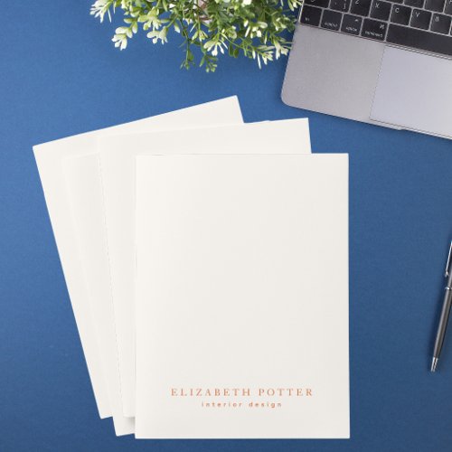 Modern Minimalist Elegant Professional Ivory White Pocket Folder