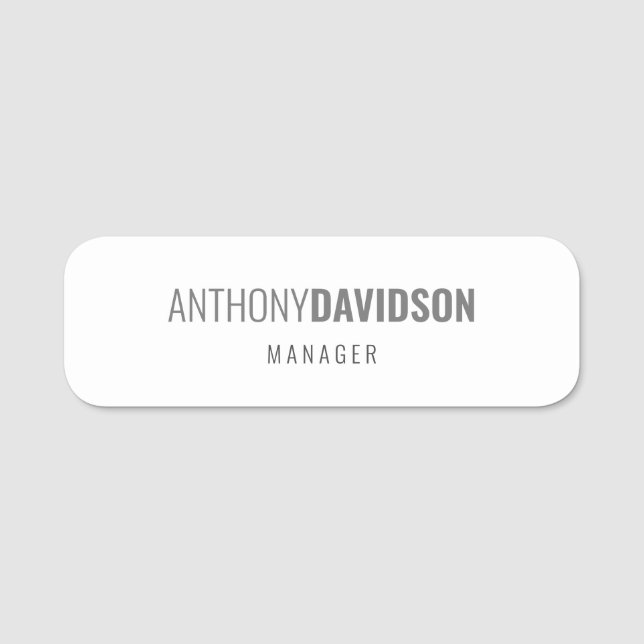 Modern Minimalist Elegant Professional Name Tag (Front)